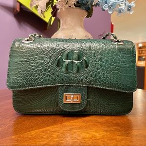 Real Crocodile Alligator Backbone Skin Cocktail Party Crossbody Shoulder Bag